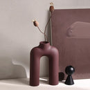 Axyaa Geometric Ceramic Vase - Hollowed Letters Flower Arrangement Home Decor