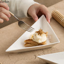 Axyaa White Ceramic Triangle Plate Set for Modern Dining & Molecular Cuisine.