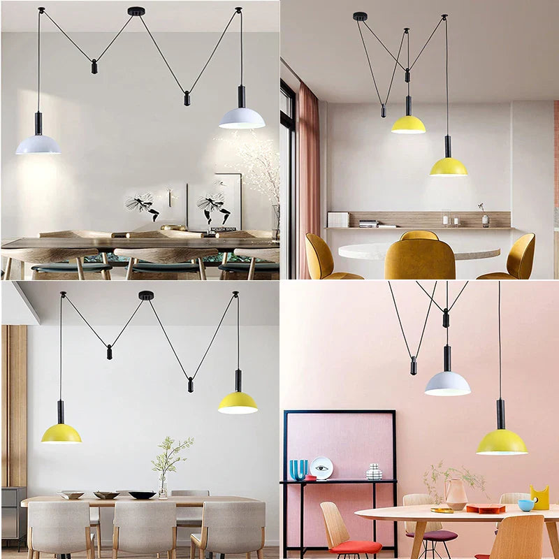 Axyaa Nordic Pulley Liftable LED Pendant Light for Dining Room and Kitchen Decor