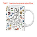 Axyaa Personalized Dad and Kids 3D Effect Mug Fist Bump Coffee Cup - Father's Day Gift