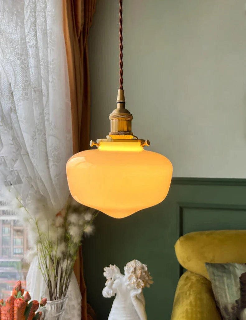 Axyaa Glass Shade LED Pendant Lamp for Minimalist Indoor Lighting