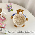 Axyaa Cute Bear Storage Basket Mini Woven Desktop Organizer Home Decor