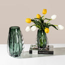 Axyaa Thick Crystal Vase Green Glass Flower Pot Home Décor Arrangement Accessories