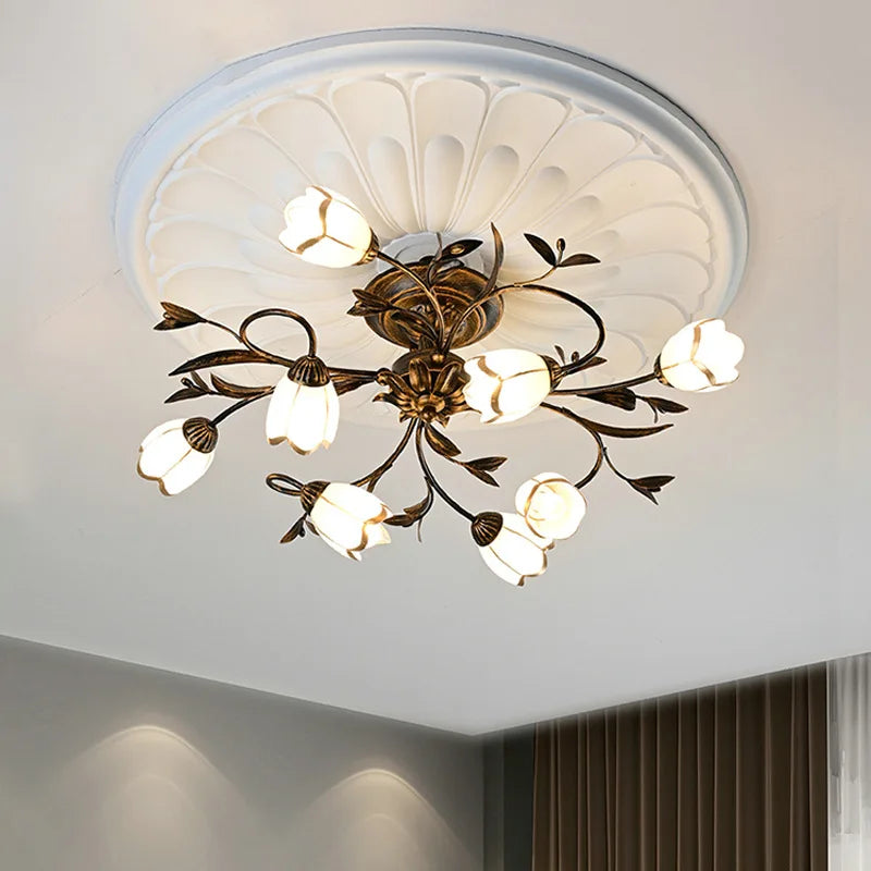 Axyaa Retro Flower Ceiling Light - Elegant European/French Style Lighting Fixtures