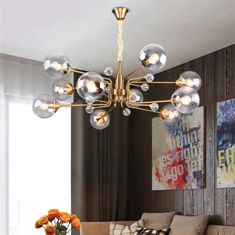 Axyaa Glass Bubble Chandelier: Luxury LED Suspension Lamp for Home Decor