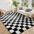 Axyaa Tie-Dye Checkerboard Area Rug for Retro Home Decor