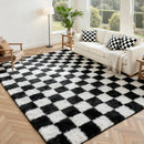 Axyaa Tie-Dye Checkerboard Area Rug for Retro Home Decor