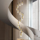 Axyaa Light Luxury Villa Crystal Chandelier Spiral Staircase LED Chandelier