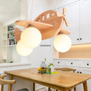 Axyaa Wood Airplane Chandelier LED Suspension Light for Boy Bedroom