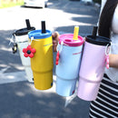 Axyaa 750ml Stainless Steel Vacuum Bottle with Straw Handle - Cute Large Thermos for Office, Travel