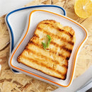 Axyaa Ceramic Toast Plate - Breakfast Salad Tray, Creative Bread Shaped Dinner Dish