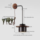 Axyaa Wood Stone LED Wall Light with Pull Switch, Adjustable Wire, Black Travertine