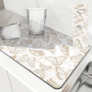 Axyaa Non-Slip Butterfly Drying Mat: Absorbent, Solid Color Placemat for Kitchen Counter