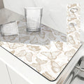 Axyaa Non-Slip Butterfly Drying Mat: Absorbent, Solid Color Placemat for Kitchen Counter