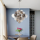 Axyaa Glass Pendant Lamp - Light Luxury Smoke Grey Bubble Ball for Living Room, Bedroom, Dining Room