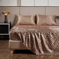 Satin Leopard Print Bed Sheet Set for Queen/King Beds by Axyaa