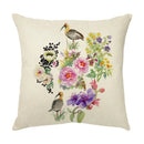 Axyaa Colorful Bird Flower Cushion Cover 45x45cm Linen Pillowcase Office Decoration