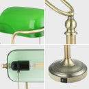 Axyaa Green Glass Bankers Desk Lamp with USB Charging Port and Pull Chain Switch