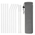 Axyaa Glass Straw Set: Reusable Straws for Smoothies & Cocktails
