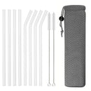 Axyaa Glass Straw Set: Reusable Straws for Smoothies & Cocktails