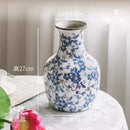 Axyaa Blue and White Peony Ceramic Vase for Living Room Decoration
