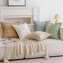 Axyaa Corduroy Boho Striped 18x18 Inch Throw Pillow Covers for Couch Sofa