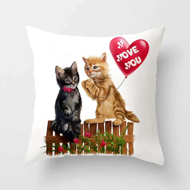 Axyaa Cartoon Cat Animal Sofa Cushion Cover - 45*45 Throw Pillow Home Decor