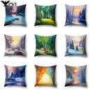 Axyaa Snowflake Christmas Cushion Cover 45*45cm - Four Seasons Scenery Decoration Pillow Case