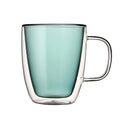 Axyaa Double-Layer Glass Mug with Handle, Heat-Resistant, Kawaii Design