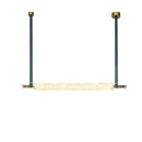 Axyaa Luxury Green Leather Belt Crystal Chandelier Pendant Lamp for Modern Dining Table