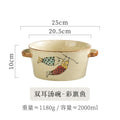 Axyaa Hand-Painted Ramen Bowl - Large Double Ear Soup Dumpling Noodle Bowl
