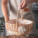 Axyaa Willow Rattan Bride Flower Basket with Handle, Hand-Woven Weaving Basket