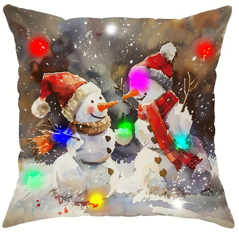 Axyaa Snowman & Christmas Tree LED Pillowcase for Festive Home Decor & Gifts