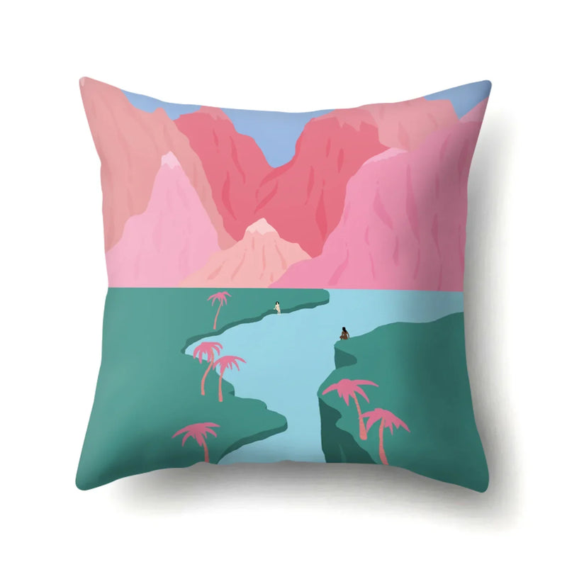 Axyaa Cartoon Abstract Scene Cushion Cover 45x45cm