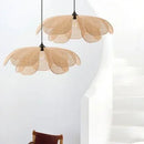 Axyaa Woven Petal Pendant Lights: Zen Tea Room Rattan LED Chandelier