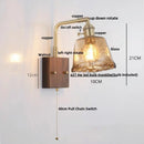 Axyaa Rotating LED Wall Light Fixture - Wood and Copper Bedside Lamp