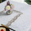 Axyaa Luxury Embroidered White Table Cloth for Elegant Dining Tables
