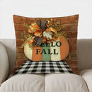 Axyaa Grateful Blessed Pumpkins Checkered Fall Pillow Cover