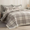 Axyaa Plaid Quilt Set 3-Piece Queen Bedding with 2 Pillow Shams, Reversible Coverlet