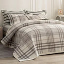 Axyaa Plaid Quilt Set 3-Piece Queen Bedding with 2 Pillow Shams, Reversible Coverlet