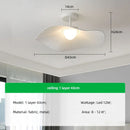 Axyaa Nordic Fabric LED Ceiling Light Bedroom Chandelier, White Minimalist Home Decor Lamp