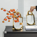 Axyaa Gold Handbag Vase: Stylish Ceramic Floral Arrangement & Terrarium Home Décor