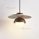 Axyaa Walnut Wood Chandelier Stone Pendant Light - Home Decor Lighting