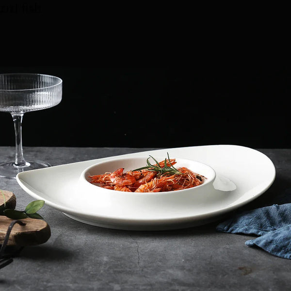 Axya Irregular Solid Color Ceramic Plate Set for Tableware and Snacks