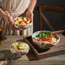 Axyaa Butterfly Love Flower Japanese Ceramic Rice Bowl - Retro Salad Fruit Bowl
