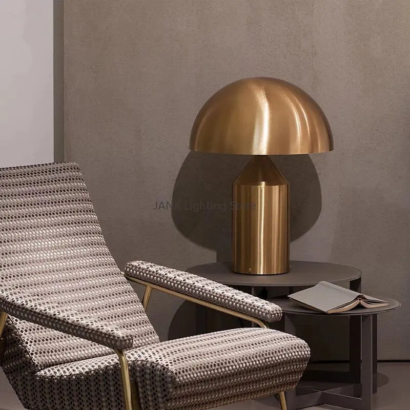 Axyaa Atollo Bedside Lamp: Luxury Metal Mushroom Designer Table Light