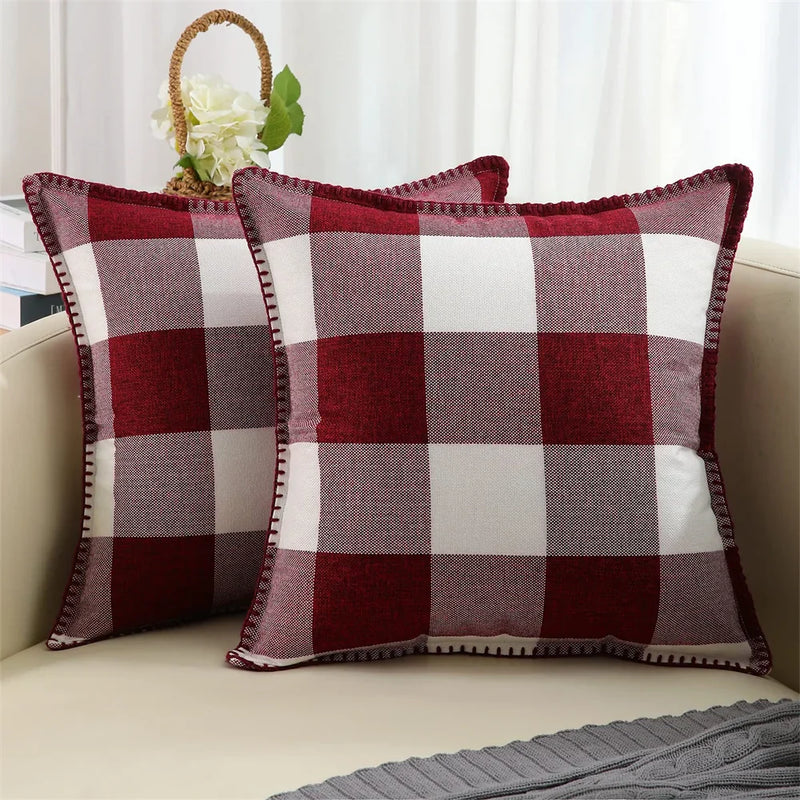 Axyaa Linen Chenille Pillow Case 50x50cm Sofa Bed Car Decorative Cushion Cover