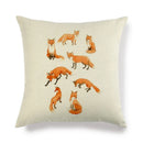 Axyaa Fox Pattern Linen Pillow Cover 45*45cm