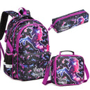 Axyaa Kids Backpack Set with Lunch Box and Pencil Case for Ages 8-10