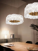 Axyaa Golden Lustre Acrylic Pendant LED Chandelier for Modern Living Room Decor